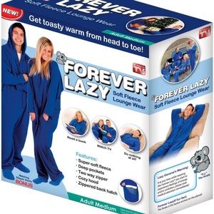 Forever Lazy lot set of 3 Blue Onesies with slipper socks size L/XL